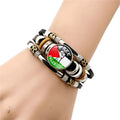 Wholesale Free Palestine Religious Silver Plated Wrap Bracelets Woven Beaded Multilayer Country Flag Gift