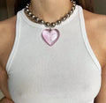 Korean Hiphop Round Beaded Chain Necklace Summer Cool Colorful Crystal Love Heart Choker Necklace for Ladies