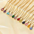 Y151 Wholesale Collier Acier Inoxydable Bijoux Femme 18k Gold Plated Stainless Steel Water Drop 12 Birthstone Pendant Necklaces
