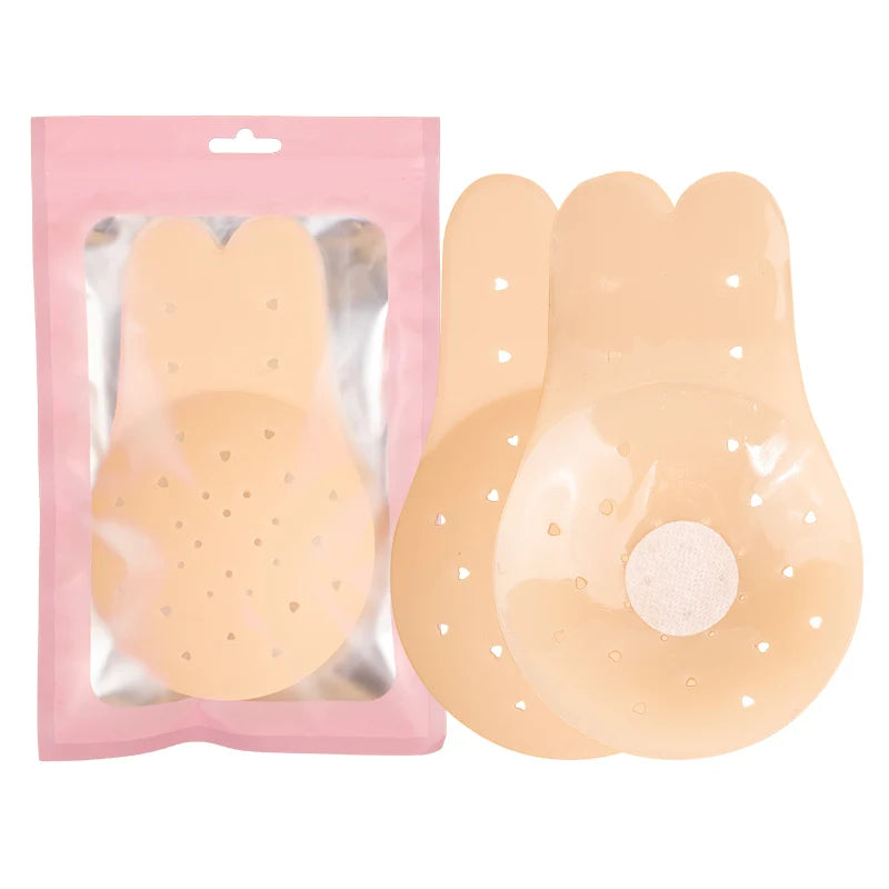 Rabbit Ear Silicone Adhesive Nipple Covers Sexy Ultra Thin Invisible Bra Lifters Modesty Breast Lifting Pads
