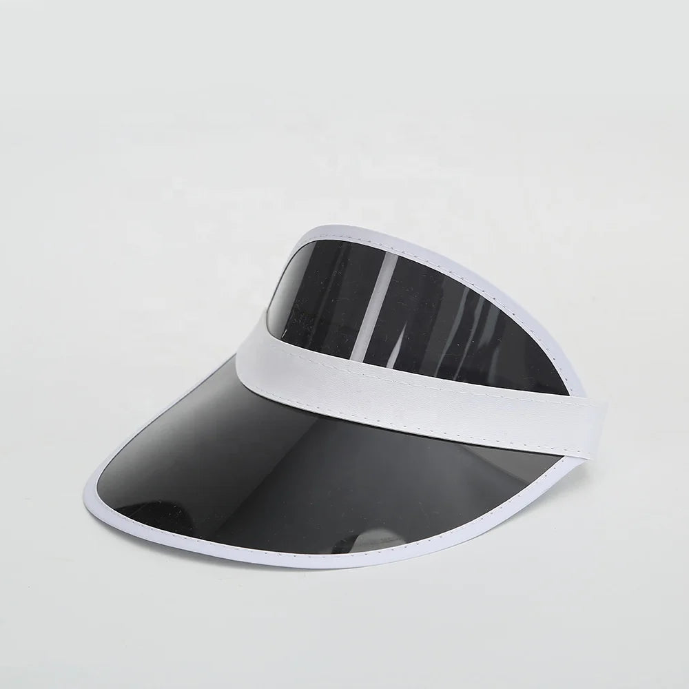 WD-A1115 Wholesale Colorful Sun Protection Cheap Transparent PVC Adjustable Sun Visor Cap for Sports Outdoor Use with Logo