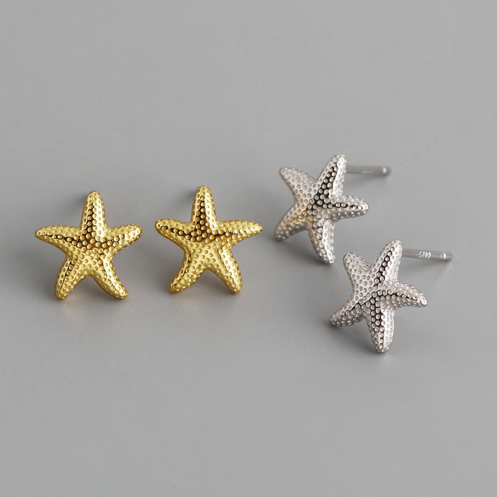 Wholesale Fashion Jewelry Summer Earrings 925 Sterling Silver Sea Star Starfish Earrings for Women Custom Beach Stud Earrings
