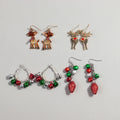Creative Cute Christmas Gift for Students Jewelry Alloy Drip Oil Earrings Cartoon Elk Bell Light Bulb Metal Drop Earrings Women