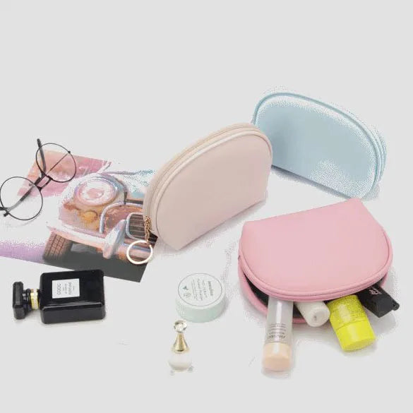 Girls Fashion Large PU Makeup Bag with Zipper Closure Candy Pattern Cosmetic Case with Key Chain Gift for Cosmetics Low MOQ