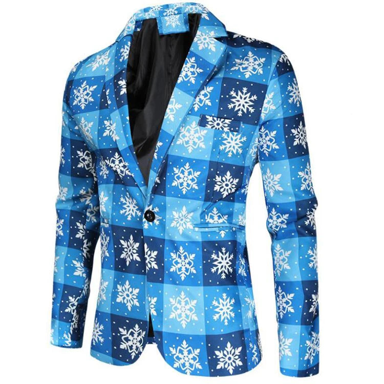 New Autumn Men Blazer Casual 3D Fun Print Suit Christmas Blazer for Men Leisure Single Breasted New Year Clothing