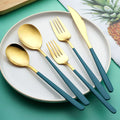 Korean 304 Stainless Steel Knife Fork Spoon Cutlery Set Gift Box Restaurant Steak Knife Dessert Spoon and Fork Cutlery 4 Pcs Set