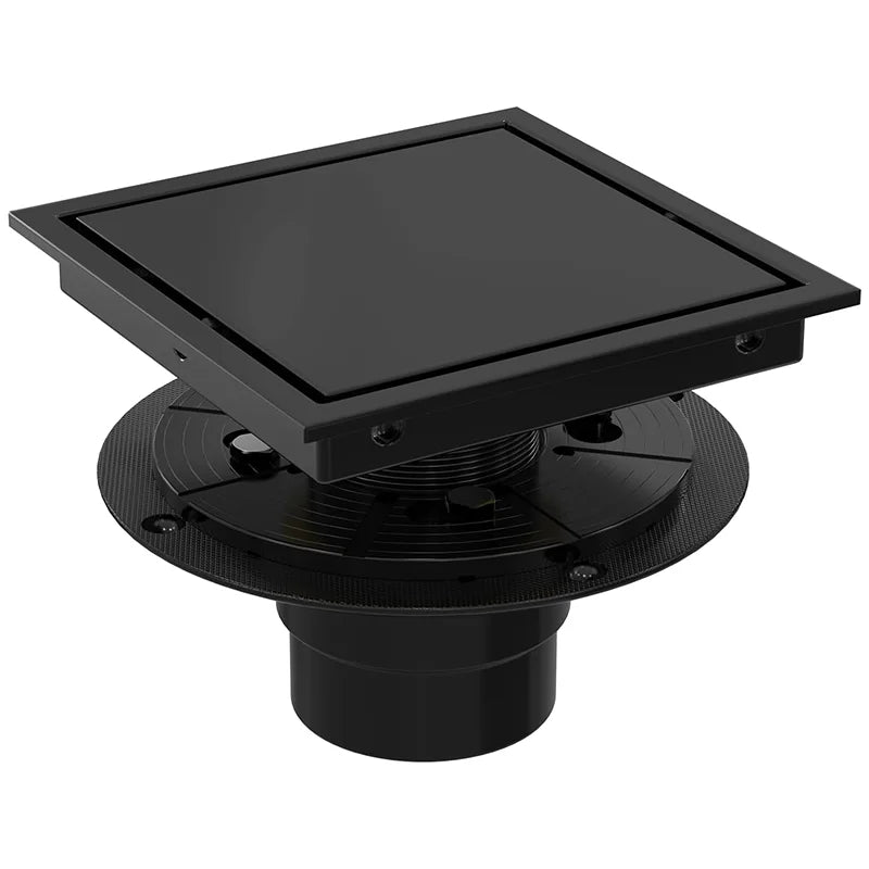 Wholesale Factory 6 Inch Tile Insert Floor Drain SUS 304 Stainless Steel Matte Black Square Hidden Shower Drain for Bathroom