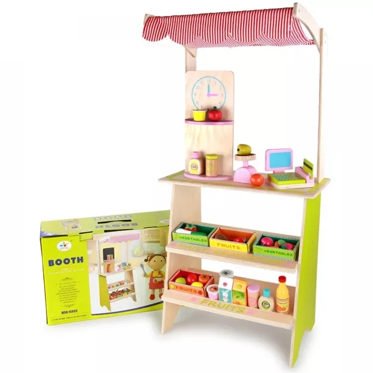 Educational Wooden Kitchen Toy Set for Toddlers Kids Pretend Food Cooking Play with Cookware Sets