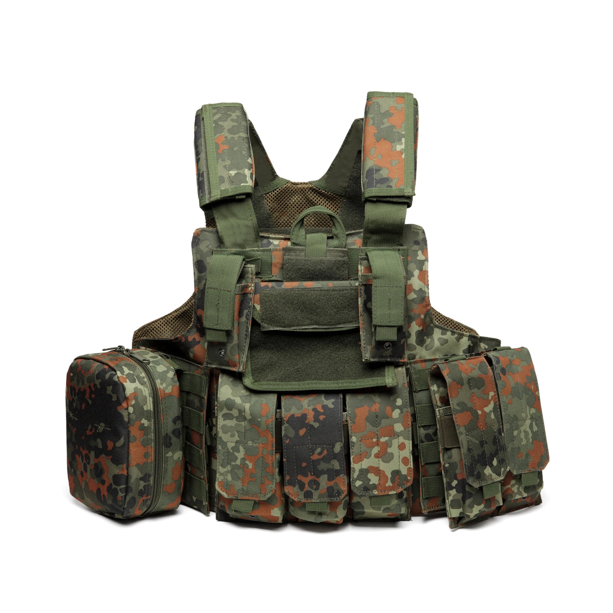 Tactical Camouflage Vest Outdoor Multi-Functional Field CS Vest with MOLLE System Adjustable for Hunting/Shooting