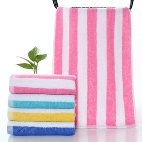 Wholesale Pure Cotton Face Towel Quick-dry Coral Stripe Bath Towel Sets for Home Cotton Stripe Design Towel