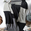 Delicate Knitted Eco-Friendly Cotton Throw Blanket Cozy Fluffy Stich Plaid Design Modern Style All-Season Bedspread