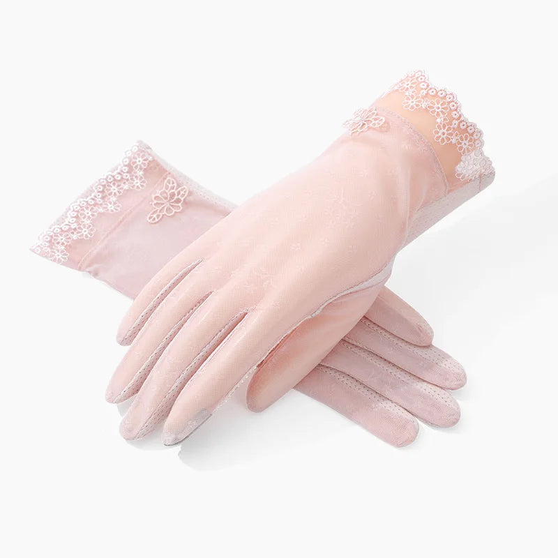 Fashion Lace Outdoor Anti UV Sun protection Summer Driving Gloves for Women