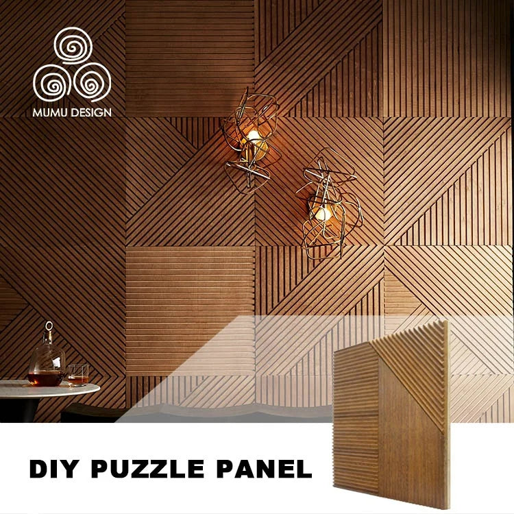 MUMU 3D Decorative Fluted Slat Design Wood Grain Interior Hotel Studio Paneling Solid Wood Wall Panel