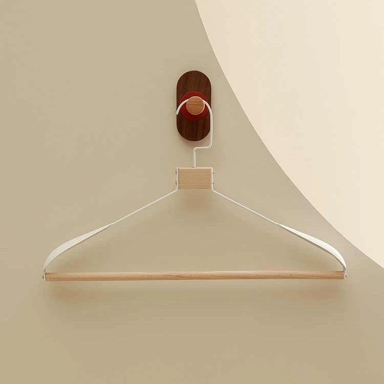 Household Clothes Hanger Wrought Iron Log High-grade Beech Stainless Steel Wardrobe Non-slip Clothes Metal Wood Joint Hanger