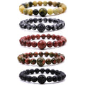 Wholesale 8mm 12mm Turquoise Stretch Jewelry New Fashionable Tiger Eye Lava Natural Stone Beaded Bracelets for Geometric Trendy