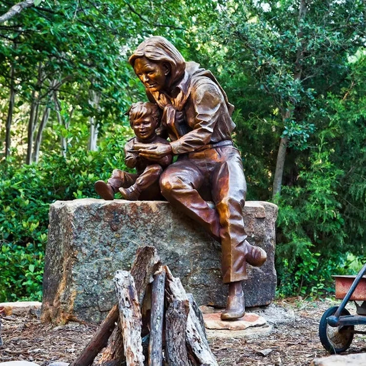 Life Size Modern Bronze Billie and Molly Statue with Sunrise Design Casting & Digital Printing