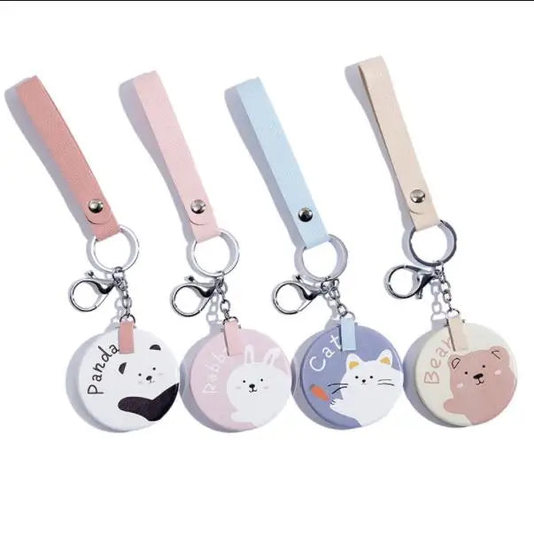 RTS Round Makeup Pocket Mirror PU Portable Double-Sided Folding Cosmetic Hand Held Mirror