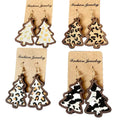 Horse Hair Drop Earrings Print Premium Wood Wholesale Vintage Leopard Christmas Tree Genuine Leather Pine Woman for Women Trendy