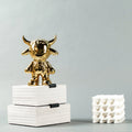 Ceramic Crafts Shenzhen High Quality Golden Bull Fashion Ceramic Crafts Sublimation Ornament Luxury Decor Products