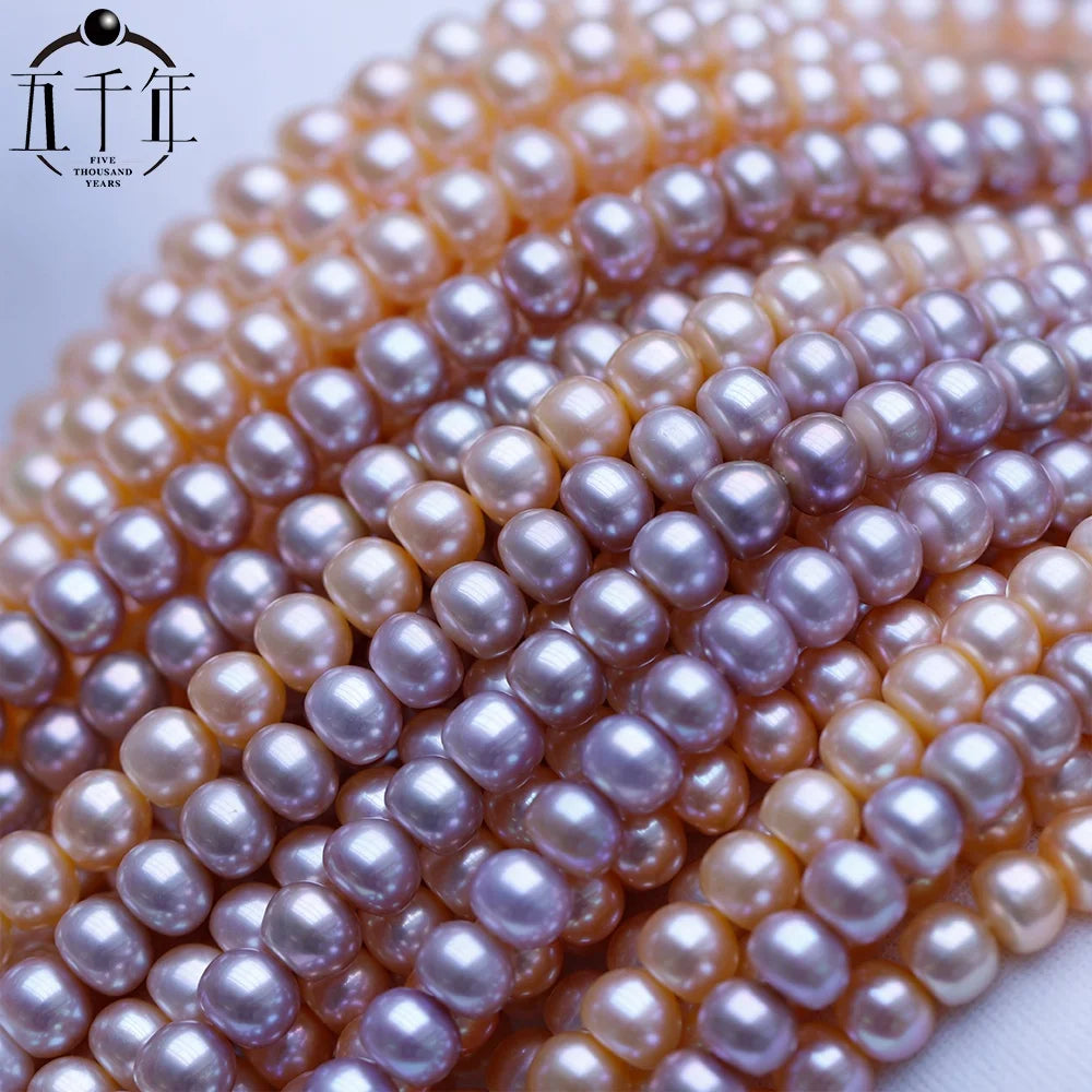 High Quality Bread Pearl Necklace 8-10mm Cultured Freshwater Pearl Strand Semi Finished Pearl Necklace Freshwater
