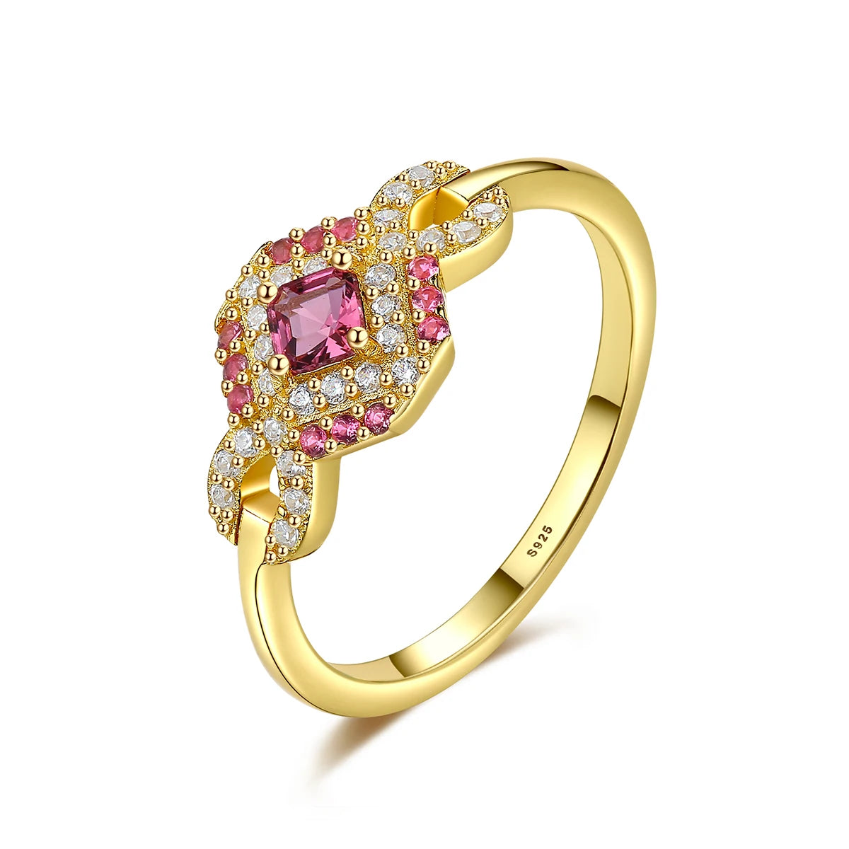 2026 CZCITY 925 Sterling Silver Ruby Infinity Ring Gemstone Cubic Zircon Engagement Ring Gold Plated Gifts for Valentine's Day