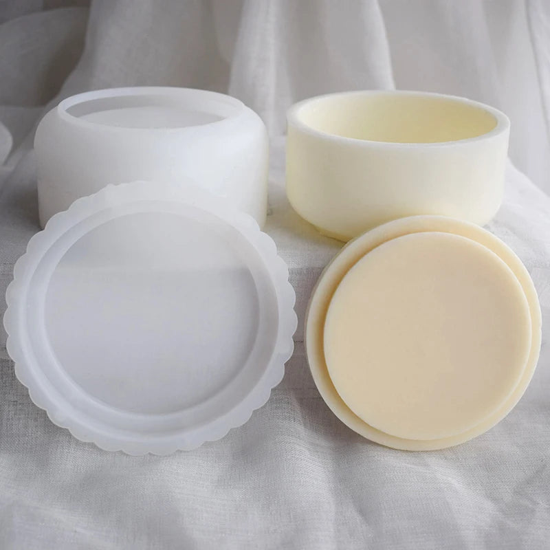 Nordic Plaster Gypsum Concrete Flower Pot Molds Vase Silicone for Cement Candle Jar Lid Reusable Non-stick Heat Resistant