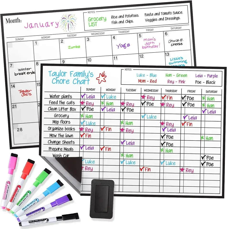 Dry Erase Sticky Notes Pad Notepad Magnetic Family Daily Weekly Planner Kids Magnetic Chore Board Star Chart