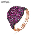 LUOTEEMI Fashion Three-color Zircon Brass Ring Rose Gold Plated Zircon Finger Rings