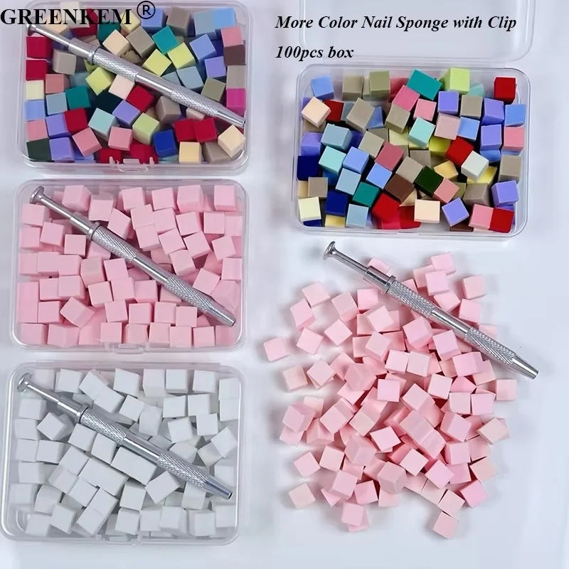 50pcs/bag Mini Multicolor Soft Sponge for Nail Art Tool Gradient Faint Blush Small Nail Square Grasping Pen Accessories