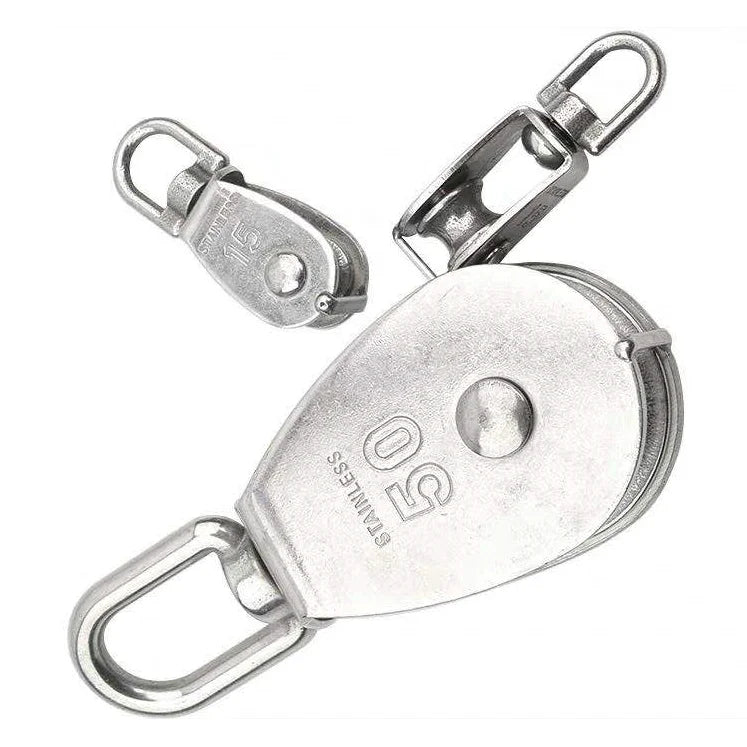 M15 - M100 Stainless Steel 304 Single Eye Swivel Sheave Pulley Block for Wire Rop