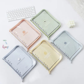 Cute Classic A5/A6 PVC Spiral Notebooks Transparent Loose-leaf Zipper Binder Photo Book for Office School Use Classic Stationery