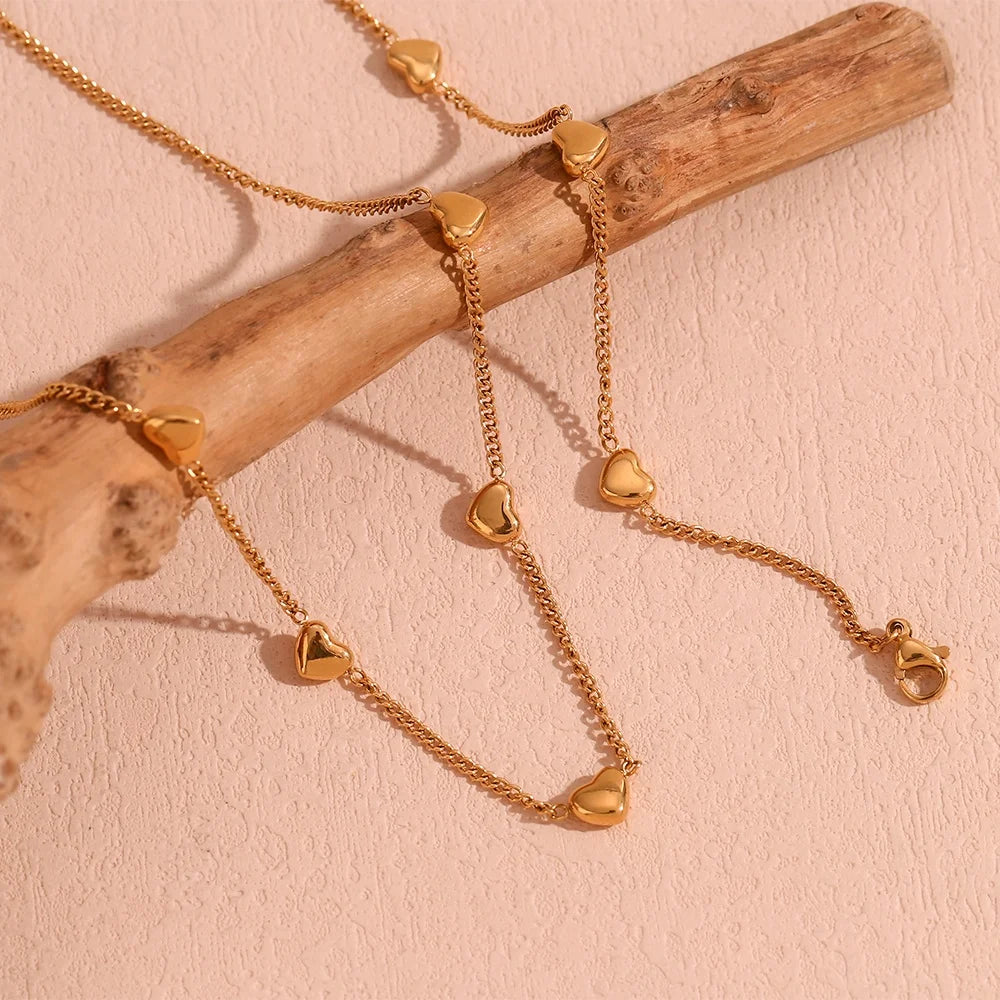 Dainty Heart CVharm Necklace Gold Plated Stainless Steel Choker Necklace Tarnish Free Jewelry