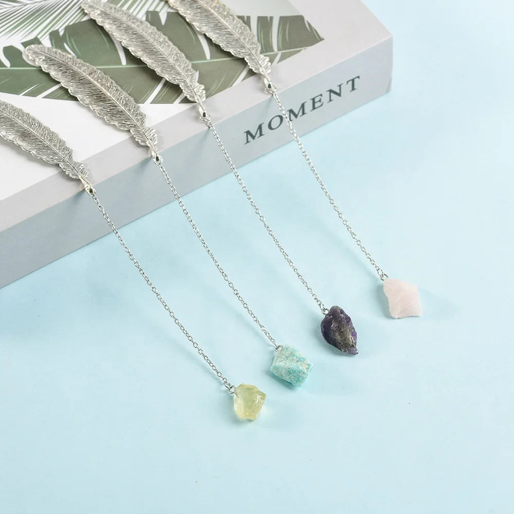 Natural Irregular Raw Stone Pendant Bookmark Raw Crystal Bookmark Charm for Creative Gift