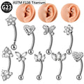 Gaby G23 Titanium Flower Zircon Inner Tooth Curved Rod Inner Thread Horse Eye butterfly Heart Five Star Eyebrow   Bone Stud