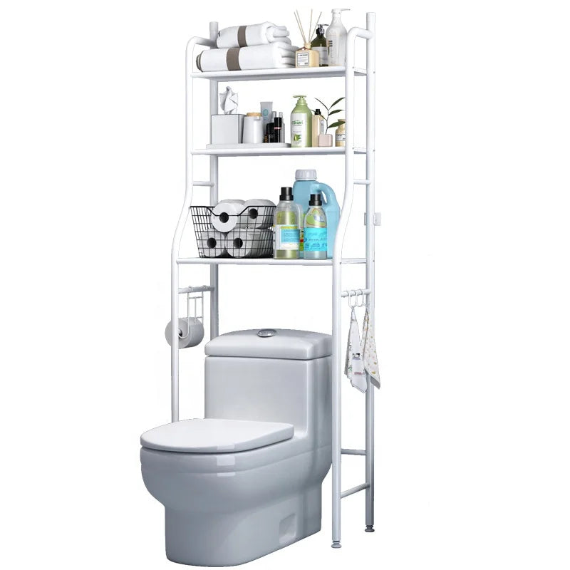 Over the Toilet Storage Rack Shelf Metal Bathroom Stand Type with Lacquer Finish for Flower Pot Storage