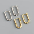 New Fashion Jewelry 925 Sterling Silver Heavy Earrings Simple Punk Style Big U Shape Twist 18K Gold Plated Earrings for Women