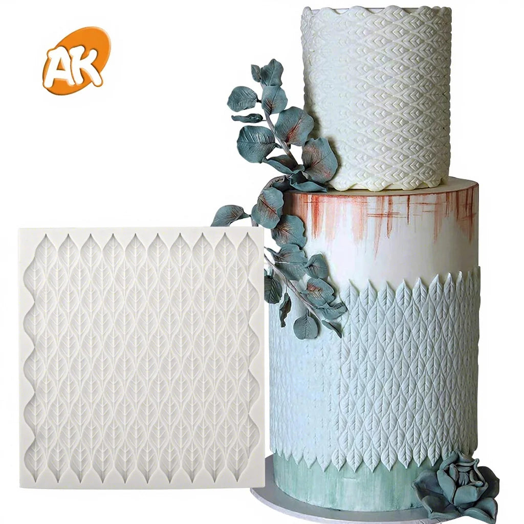 AK Seamless Scandi Leaves Silicone Mould DIY Handmade Fondant Making Pastry Icing Mould Leaf Cake Decorating Molds