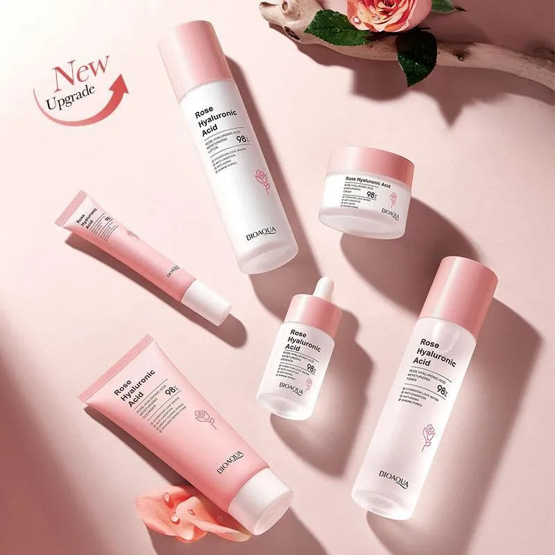 Custom Natural Rose Skin Care Set Facial Cleanser Face Toner Serum Cream Anti Aging Personal Skincare Set