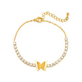 New Design 18k Gold Square Zircon Butterfly Bracelet Zircon Tennis Chain Matte Butterfly Bracelets