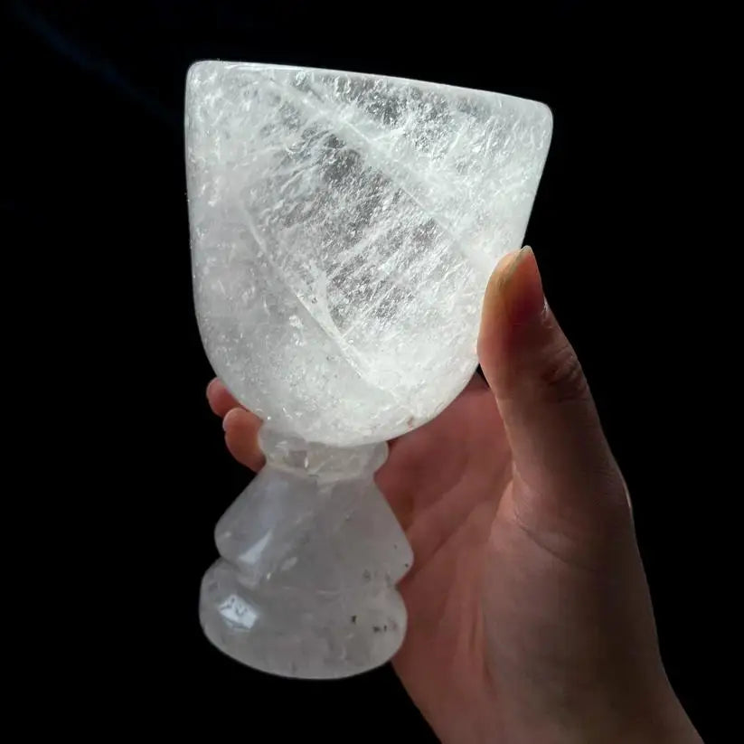 Natural Clear Quartz Skulls Mug Healing Gemstone Hand Carved Clear Quartz Large Small Coffee Tea Cup Crystal Goblet for Gift