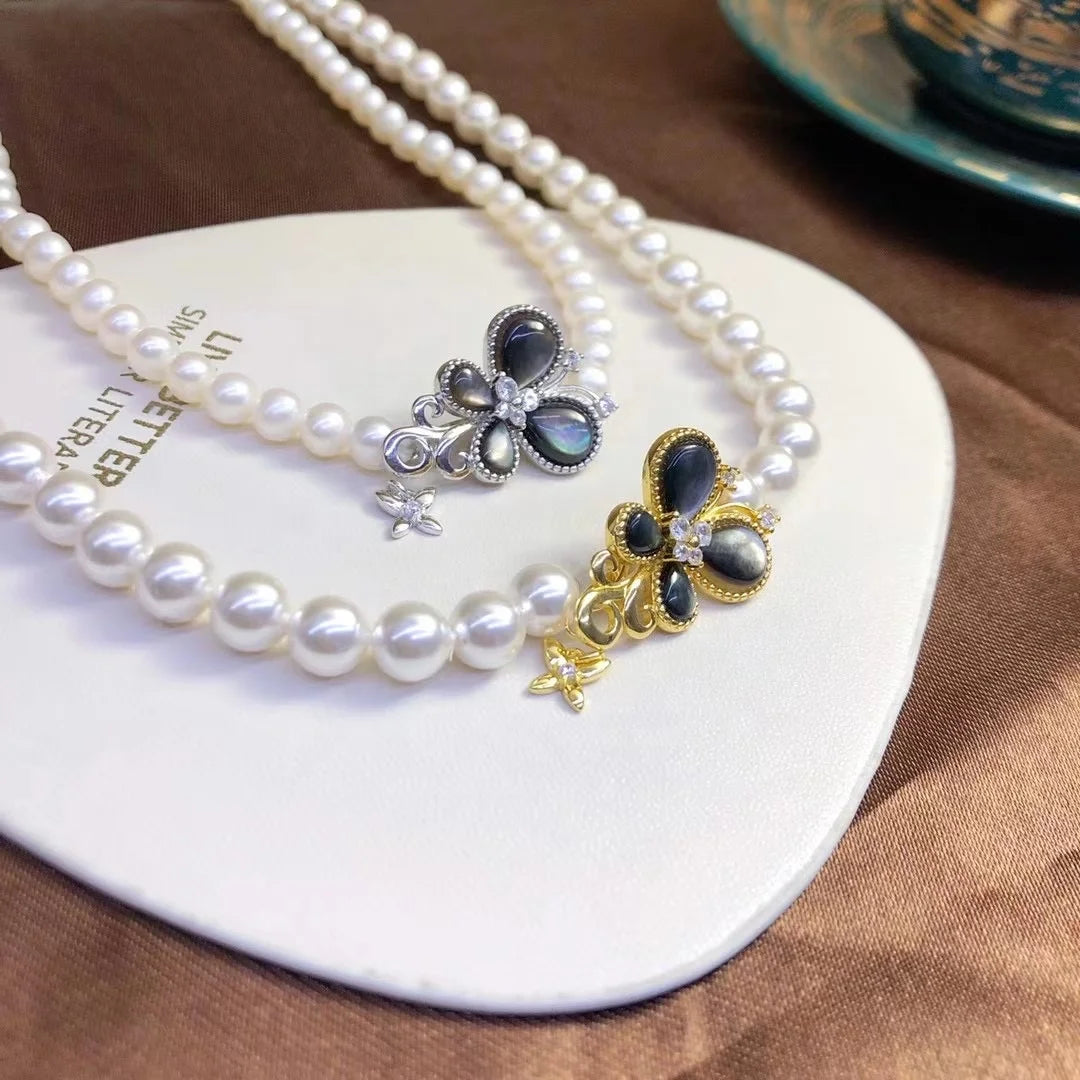 C083 925 Sterling Silver 18K Gold Plated Pearl Clasp for Jewelry Wholesale Metal Cord Ends Clasp Necklace or Bracelet Clasp