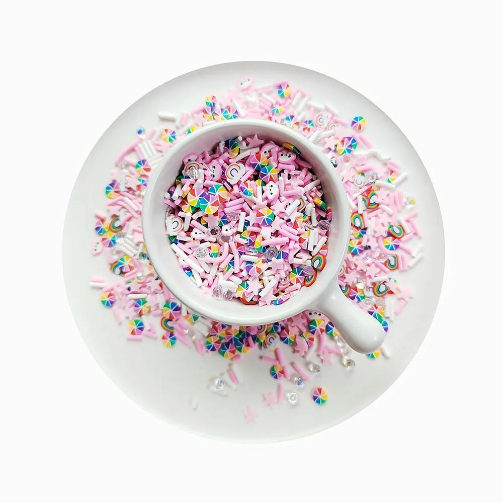 500g/Lot Bulk Slime Charms Mixed Rhinestone Star Cloud Rainbow Slices Polymer Clay Sprinkles for Decoration DIY Nails Art Crafts