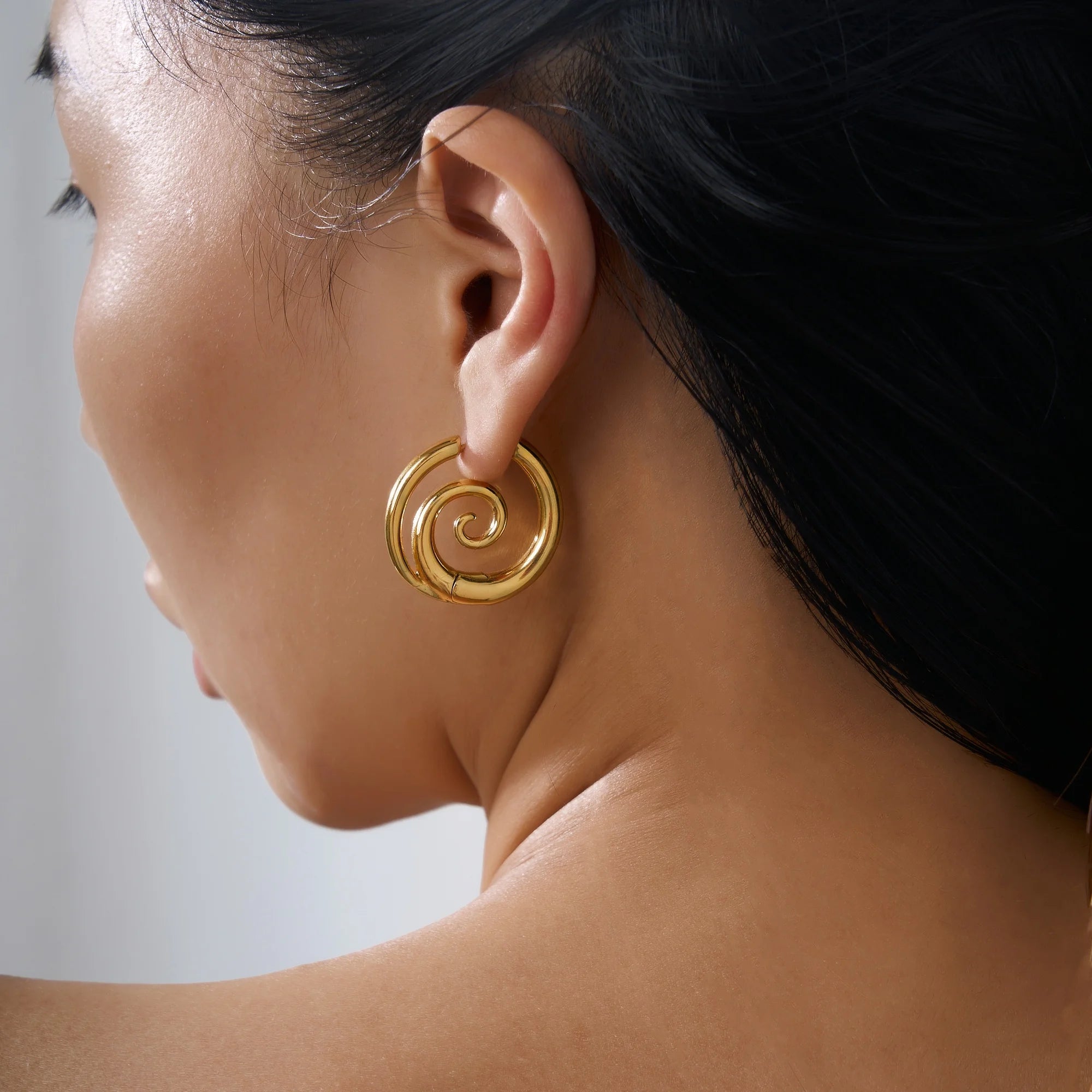 2024 Dazan New SUMMER HOT 18k Gold Plated Tarnish Free Stainless Steel Boho Swirl Earrings Ring Artist Set Accessories Women