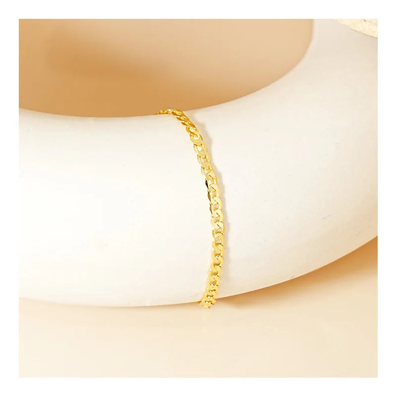 S925 Sterling Silver Men's Bracelet 3mm Floral Chain Rhodium Plated Hip Hop Style for Parties and Gifts