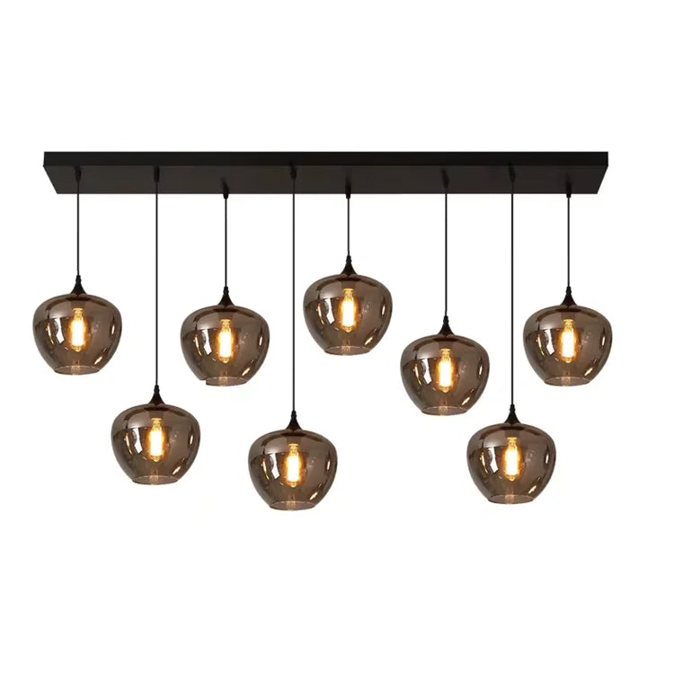 Black Luxury Kitchen Island Pendant Light Wholesale Indoor Modern Smoke Grey Glass Chandelier for Home Decor