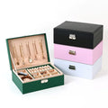 Wholesale Cheap Simple Style Double-Layer Rectangle PU Leather Jewelry Box for Watch Bracelet Storage