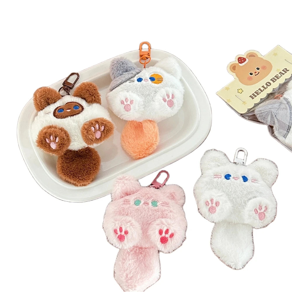 Cute Cat Plush Keychain Plush Cat Doll Pendant Plushie Cartoon Long Tail Cat Keychain Plush Doll Couple Gift Stuffed Animal Toys