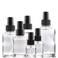 30ml 60ml 100ml 120ml 200ml Clear Glass Slant Shoulder Oil  Essence Mist Spray Bottle Black Lids Glass Pump Bottles