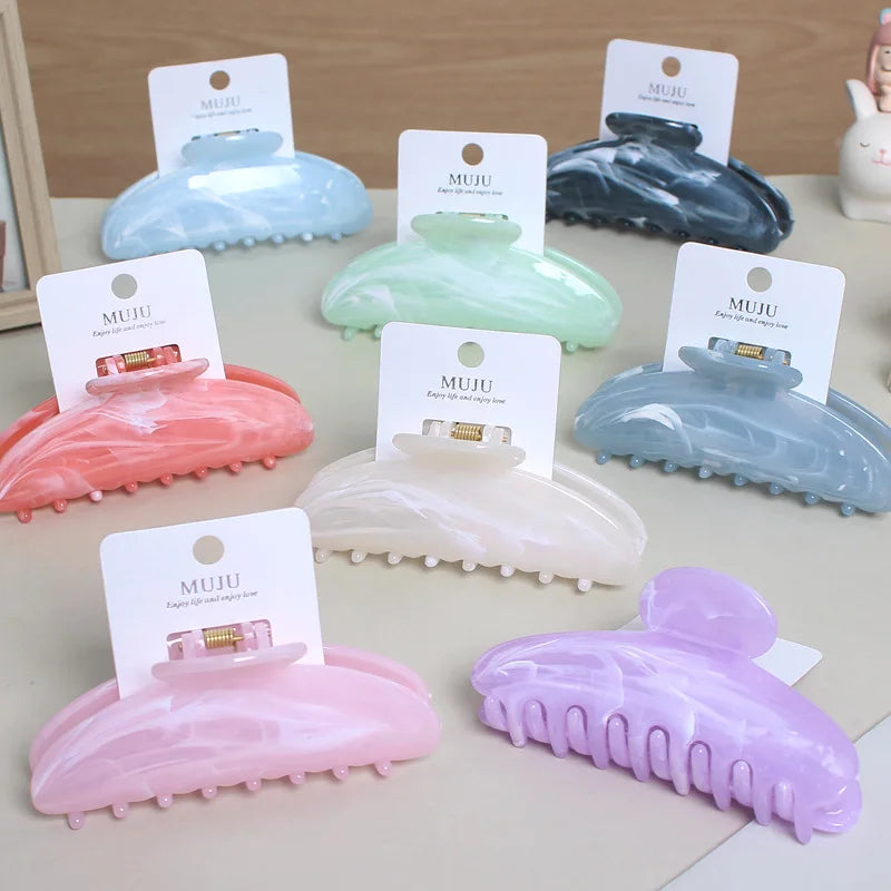 New Exquisite  Acetic Acid Marble Claw Clip Back Head Half Circle Crescent Shark Hair Clip Hair Accessories