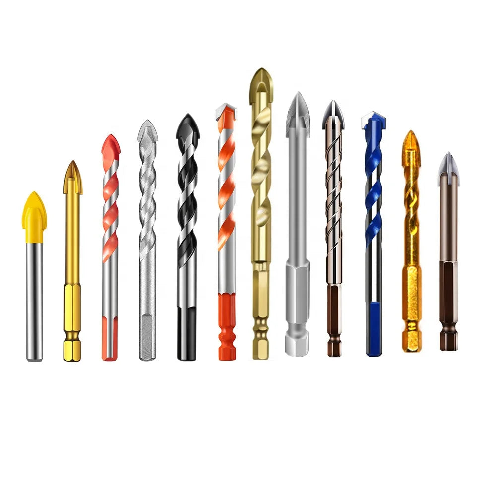 DLCC Customized Hex Shank Cross Carbide Tip Glass Drill Bits for Glass/tile/wall Drill MegaBDM